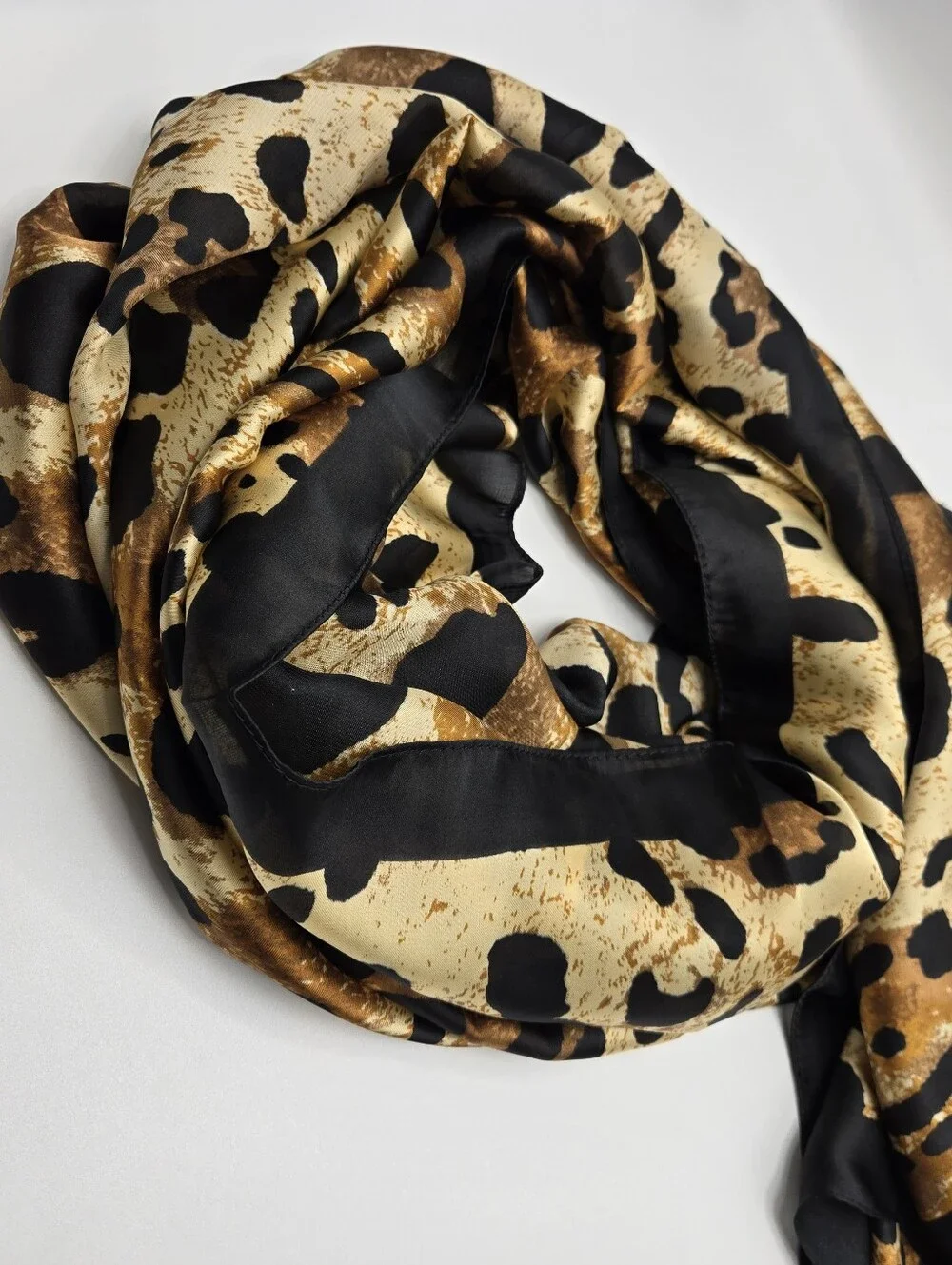Scarf - Brown / Black Cheetah, 100% Feels Like Silk